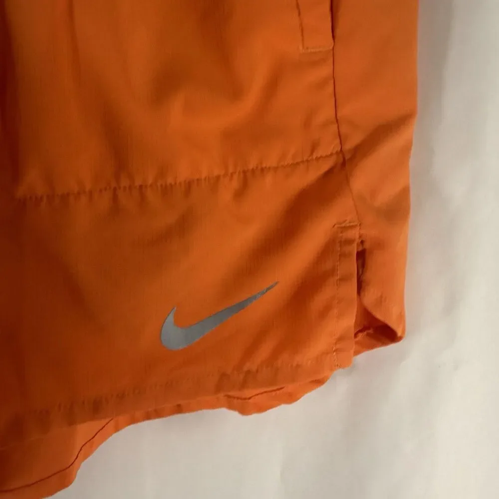 Nike Running Shorts Men's Large Neon Orange Elastic Waist Pull On Drawstring
